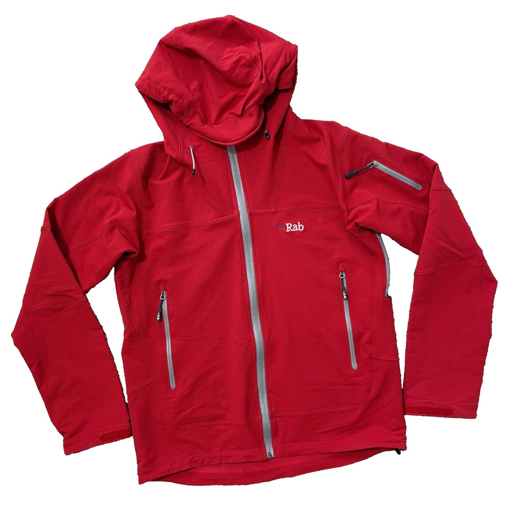 Rab Jacket Mens Medium Red Exodus Softshell Windbreaker Rain Coat Walking Trek